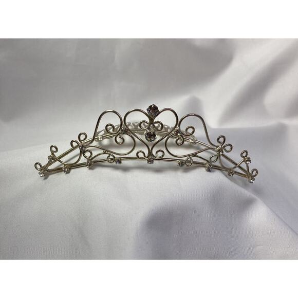 Vintage 90’s Y2K Rhinestone Tiara Silver Tone Comb Wedding Prom Bridal - Picture 2 of 11
